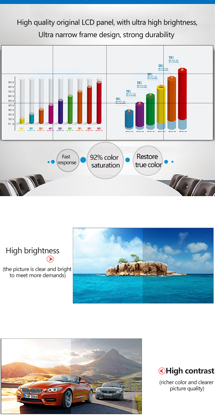 4k LCD Display Conference Room Video Wall 55inch 500 / 700cd/m2