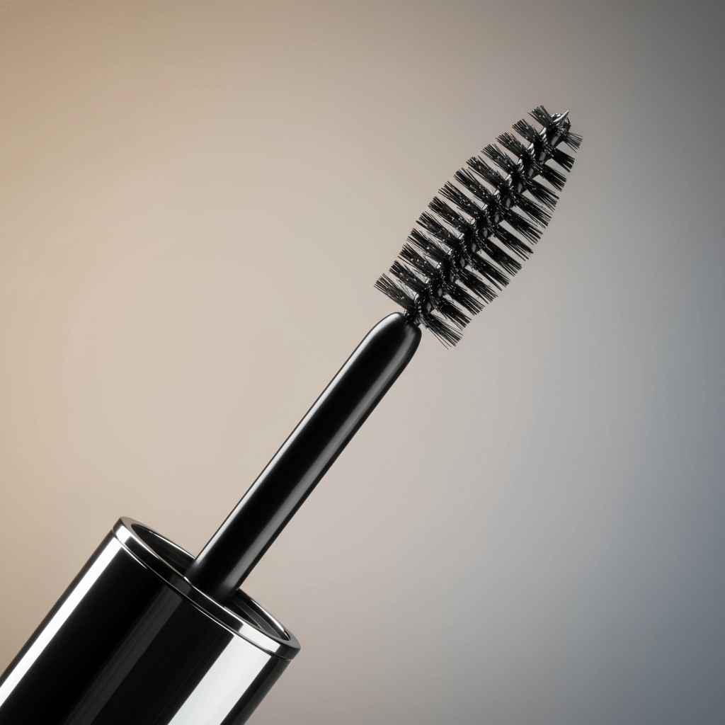 Spherical mascara applicator with micro-bristles reaching inner corner lashes.