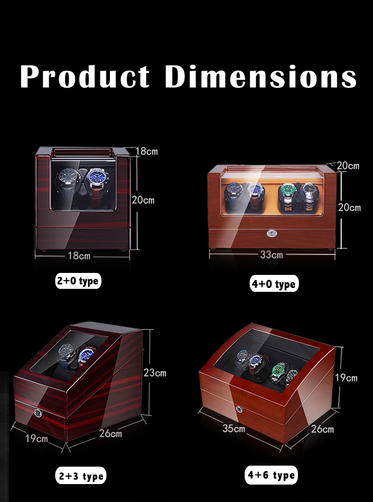 Black Orbit Watch Case with 2 Rotation Seats 3 Storage 5 Watches White PU leather Inside MDF Wooden Automatic Watch Winder Box
