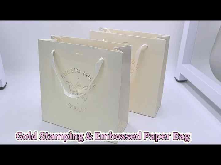 Customized Logo Luxury Paper Gift Bags Foil Gold Printed Shopping Bags ...