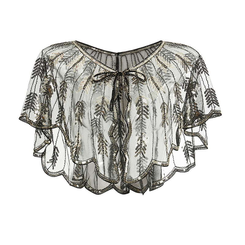 Женская вечерняя накидка 1920s, блестящая шаль из бисера, накидка в разных цветах