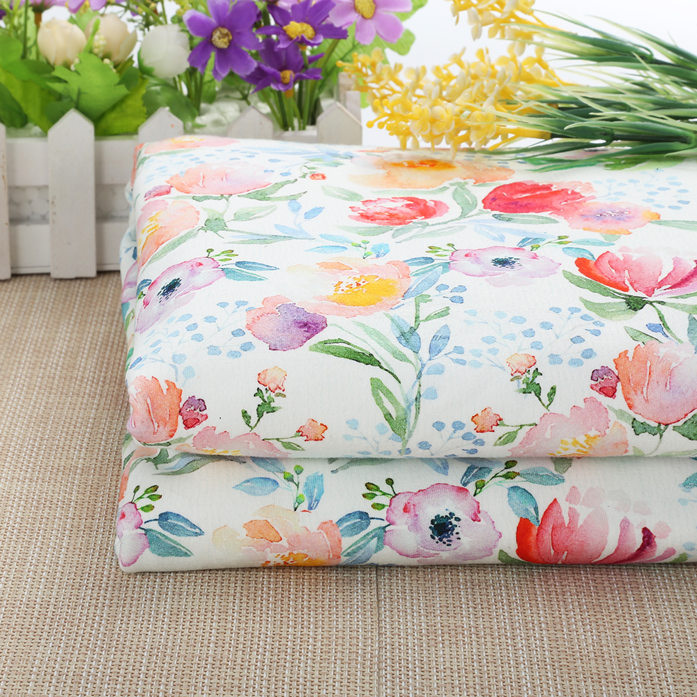 Пользовательские ткани с водным цветочным принтом, французская махровая ткань, хорошо тянущаяся