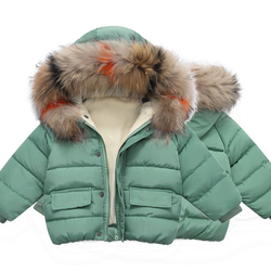 2019 outono e inverno mais grossa de veludo casacos de algodão do bebê cor sólida gola de pele com capuz jaqueta de inverno do bebê das crianças