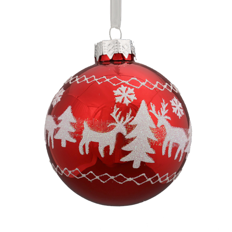 高品质圣诞玻璃球小包xmas树挂饰圣诞装饰红色玻璃圣诞球