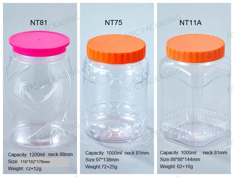 El atasco plástico del tarro del almacenamiento de la boca grande de NYC sacude los tarros de la fabricación para muchas clases de la comida 2500ml 3000ml 4000ml