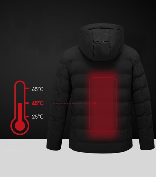 Cordless Mens Lightweight Packable Heated Jacket with 5000mAh Power Bank Battery for Winter Outdoor Wear