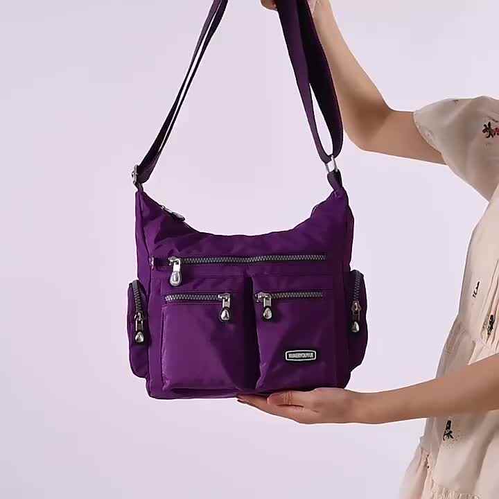 One Shoulder Nylon Waterproof Crossbody Bag for Women - Durable