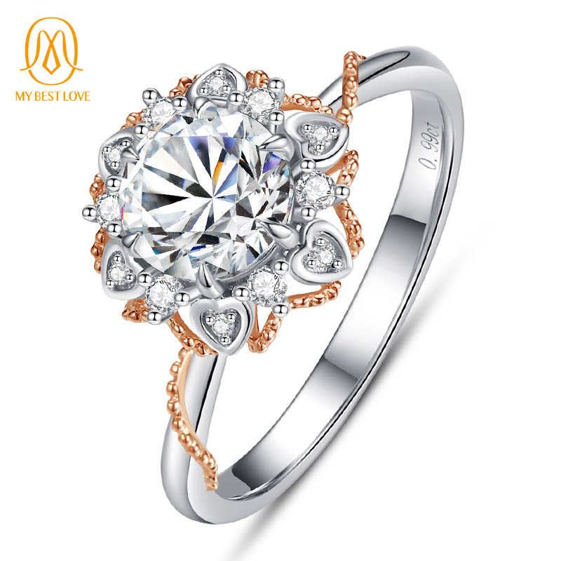 AAA Gems New Arrival White Gold Rose Color Solitaire Moissanite Ring for Women