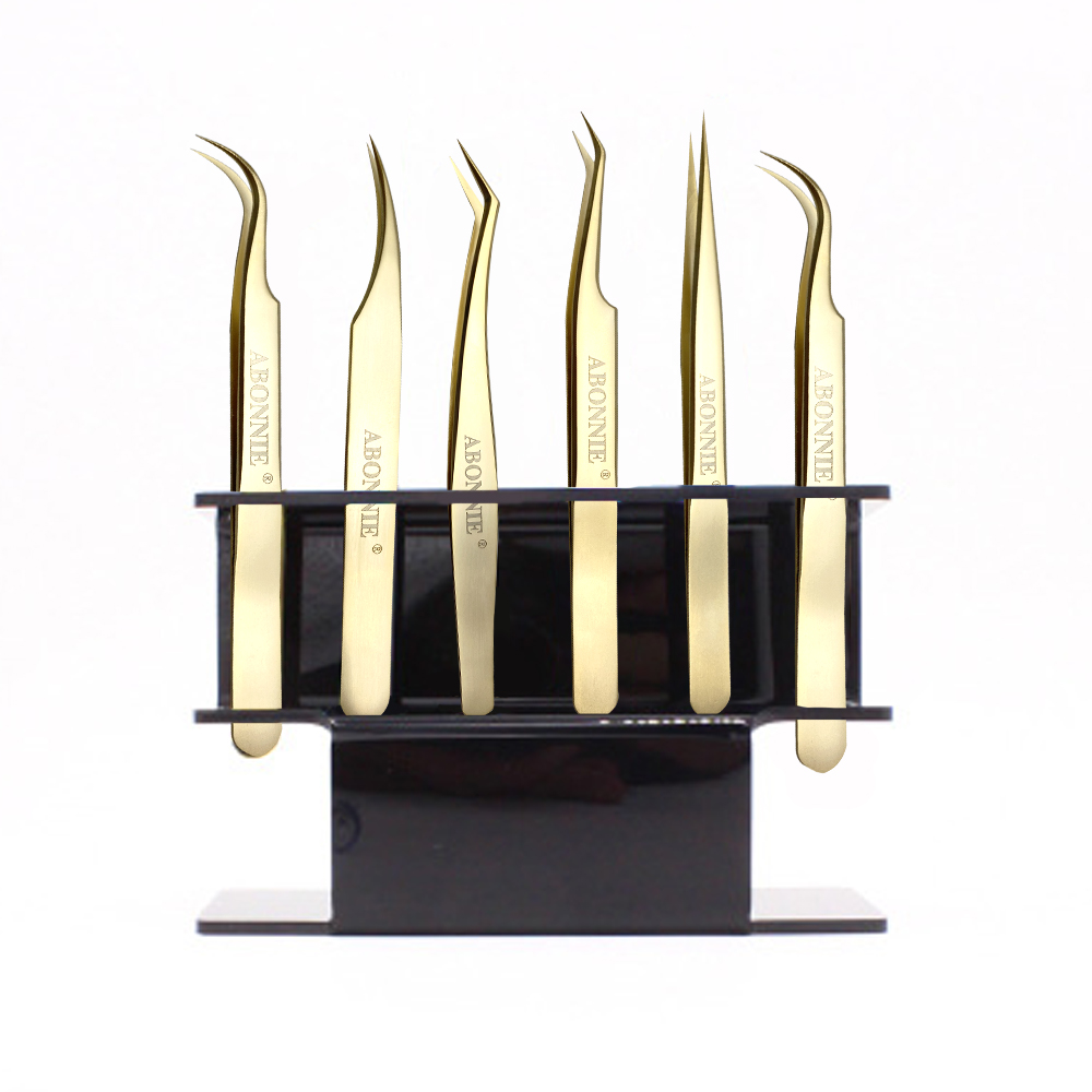 Оптовая продажа, пинцет для наращивания ресниц abonnie, золотистый пинцет с индивидуальной этикеткой и вашим логотипом, оптовая продажа, хорошее качество, лучший поставщик, пинцет