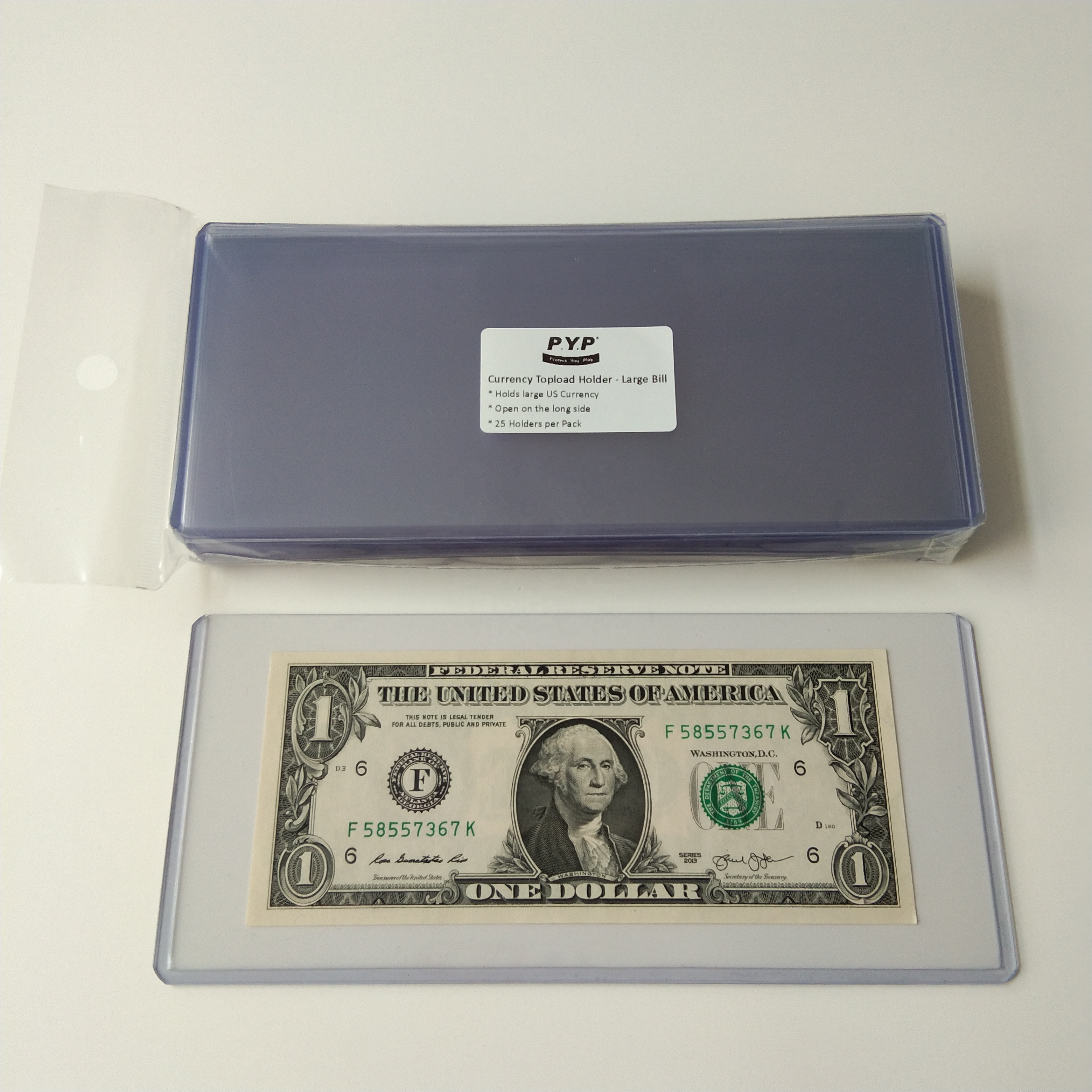 100 New Large Bill Top loader Currency Rigid Dollar Holder Storage QTY 100