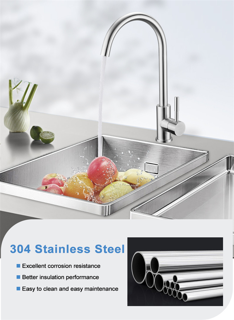 High Quality Sanitary Ware Stainless Steel Hot And Cold Single Handle Deck Mounted Sink Water Mixer Tap Robinet Kitchen Faucet