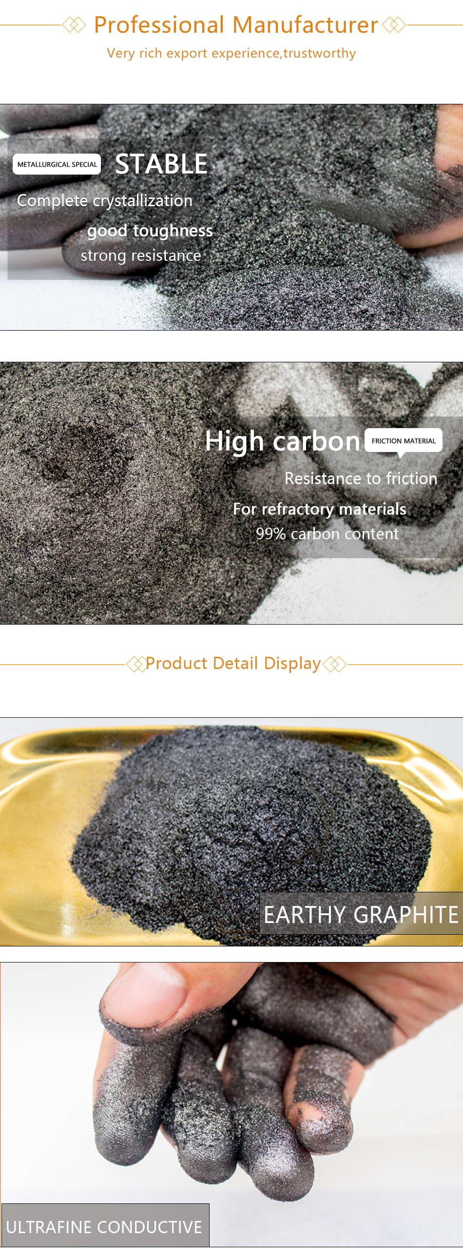 99% Carbon Natural Crystalline Flake Graphite 0.2% Moisture 80 Mesh