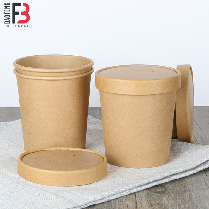 Горячая Распродажа безопасные одноразовые пищевые миски из крафт-бумаги с крышками для размера на заказ
