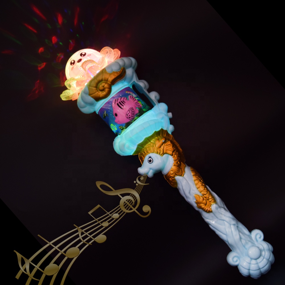 Flashing Dome With Kaleidoscope LED Light Up Sea Horse Magic Wand Toys