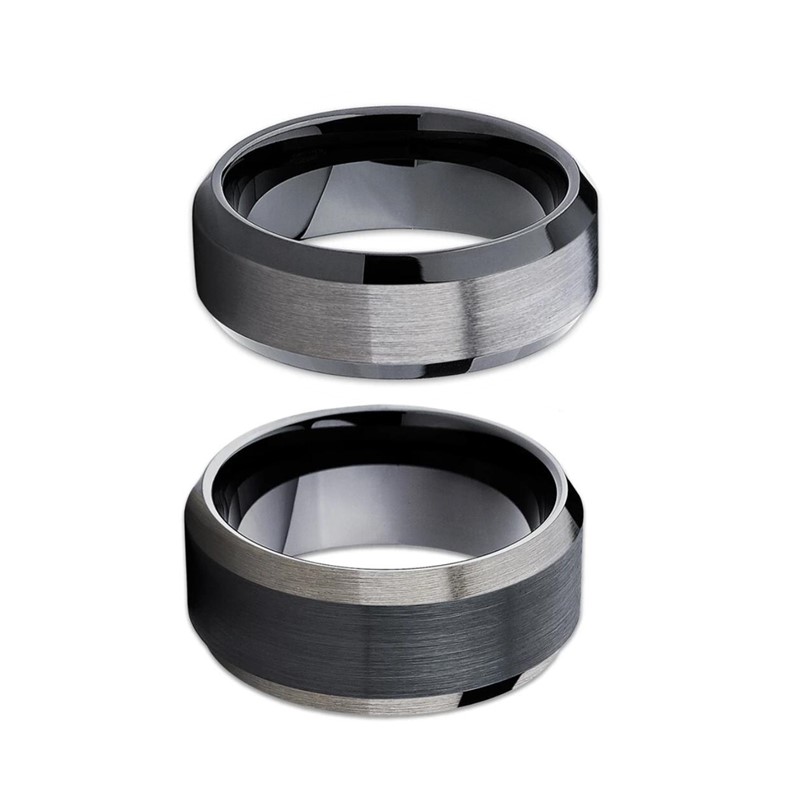 Мужское модное ювелирное изделие, матовое черное кольцо из карбида вольфрама