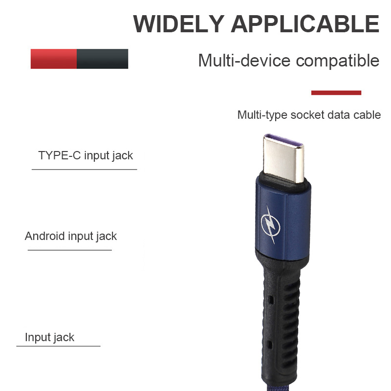 Fast Charge USB Mobile Phone Charger Cable For iPhone Android Type C