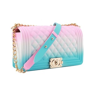 quilted rainbow silicone shoulder bag