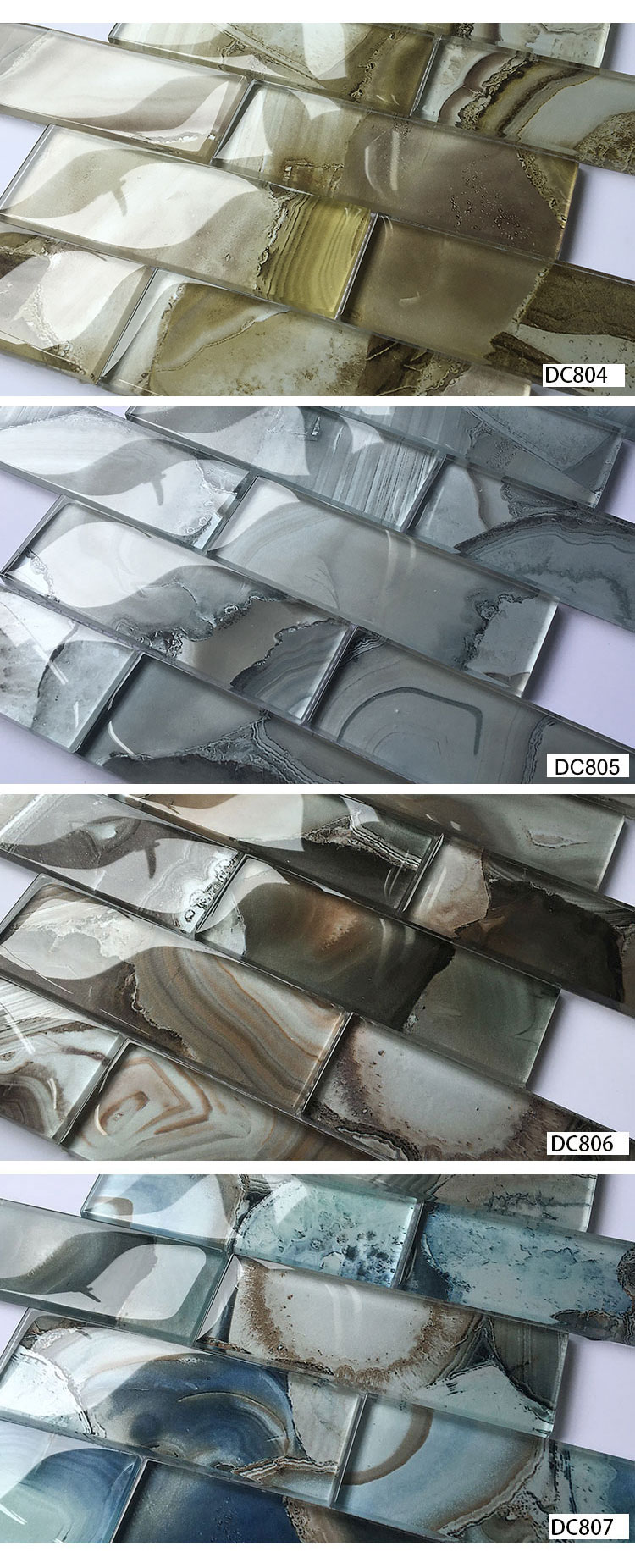 Factory Supply 300*300mm Glass Mosaic Subway Tile for Home Decor