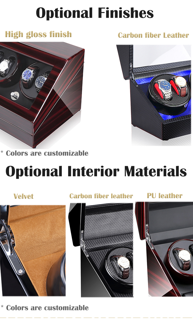 Black Orbit Watch Case with 2 Rotation Seats 3 Storage 5 Watches White PU leather Inside MDF Wooden Automatic Watch Winder Box