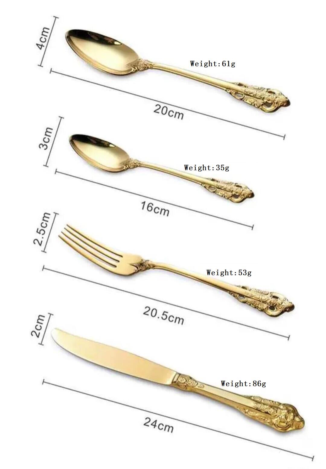 European Royal gold cutlery with luxury handle stainless steel 18/10 Tableware High Grade