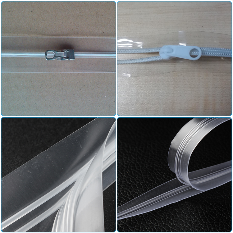 Cheap soft clip style PE zipper in transparent color