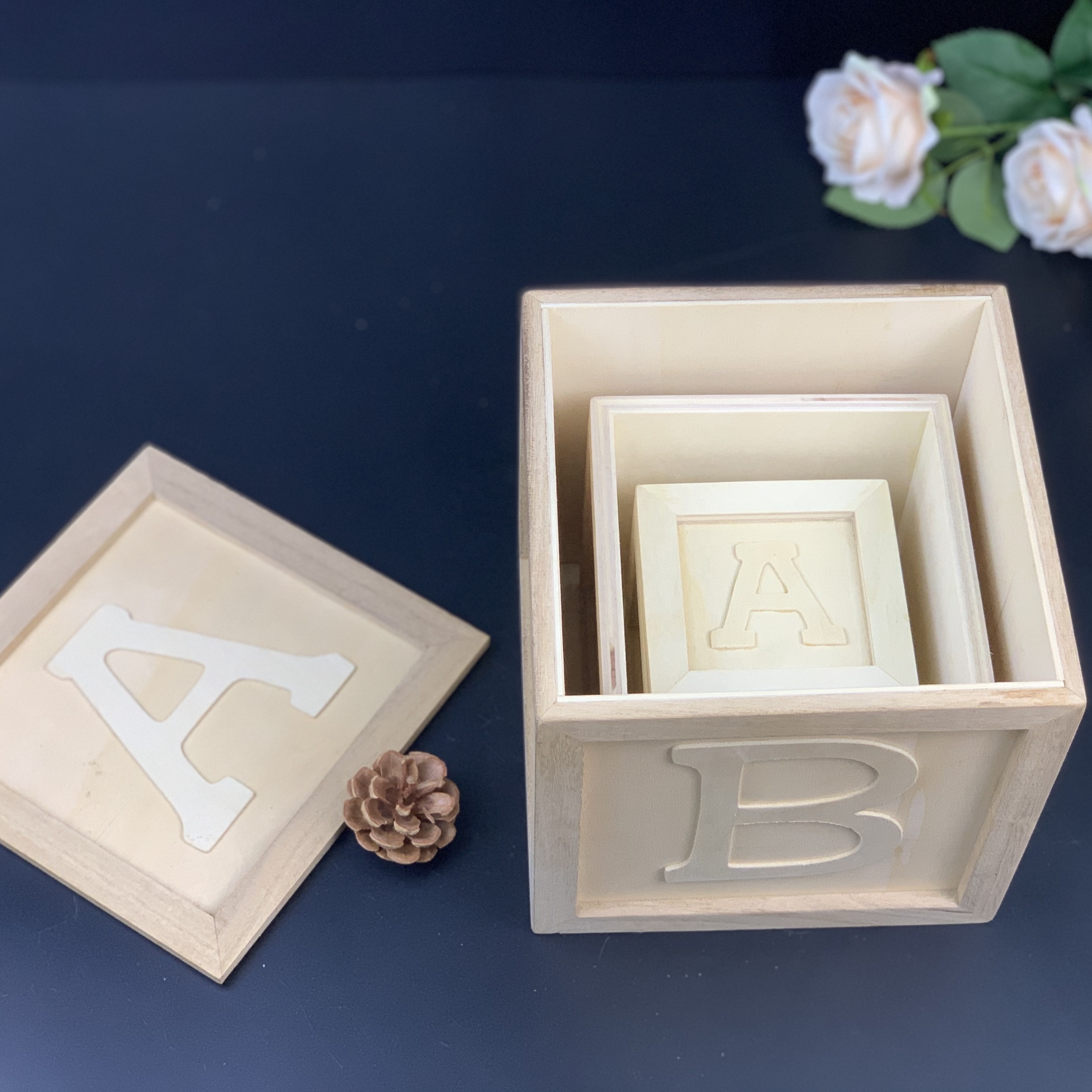 Natural Unfinished Wooden Square Cubes Blocks DIY Craft Wood Hardwood 10mm~60mm
