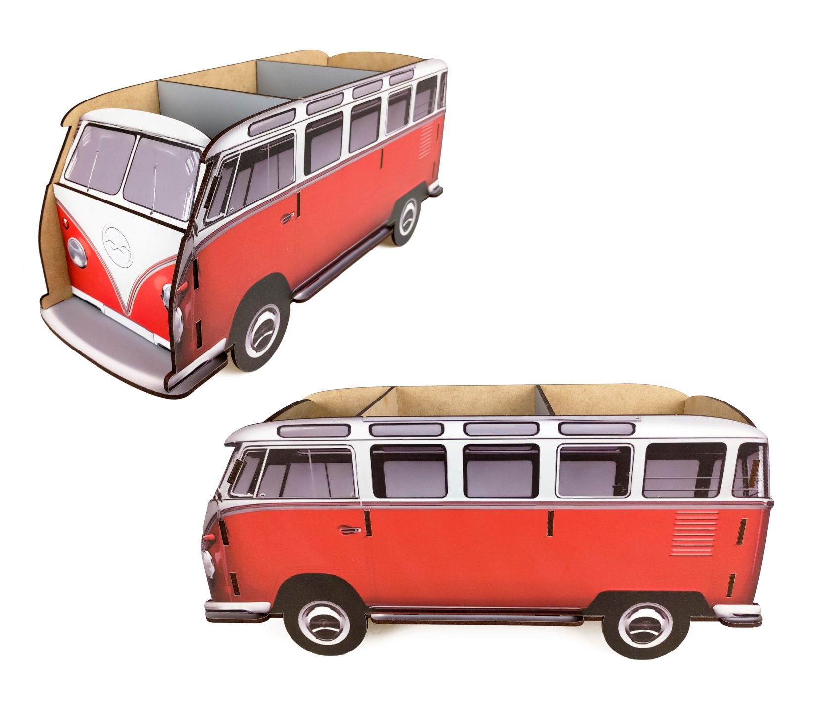 Органайзер для дома и офиса, настольная красная коробка для карандашей, простой в сборке, забавный деревянный держатель для ручек и автобусов для взрослых и детей