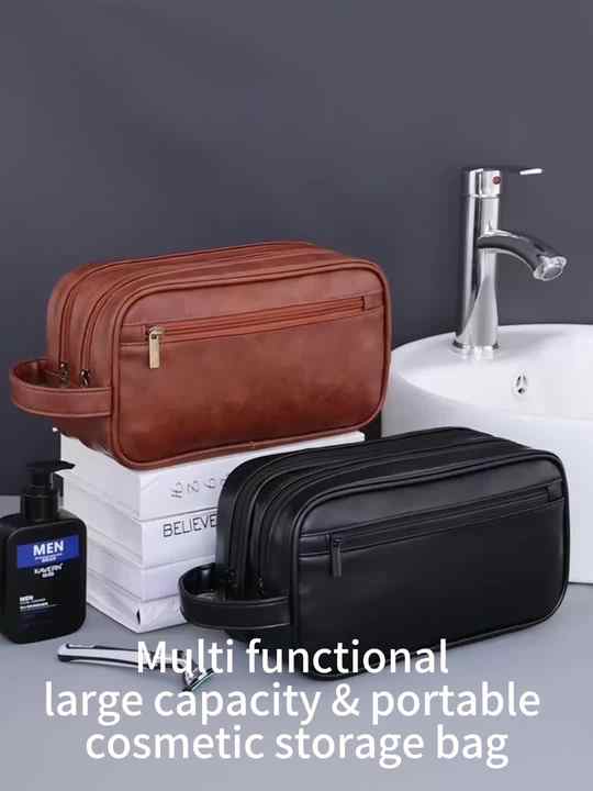 Corporate Branded Toiletry Bag Factory Customized Men PU Leather