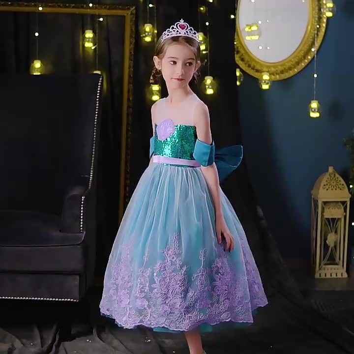 mermaid princess dress up Kawell Girls Mermaid Princess Dress Kids Mermaid Costume Dress up for Ariel 8-9Years