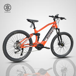 KUAKE manufacturer 27.5 inch 250w bafang mid drive electric road bike full suspension with hidden battery