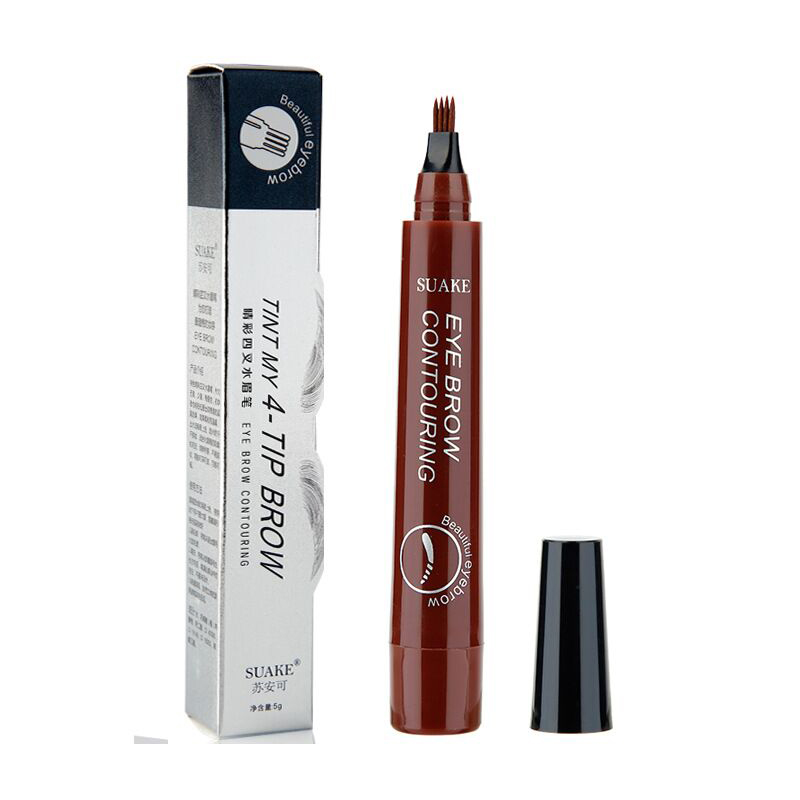 SUAKE 4-TIP Liquid Eyebrow Pencil Waterproof Fork Tip Fine Sketch Liquid Eye Brow Tattoo Tint Pen Korean Cosmetics Makeup