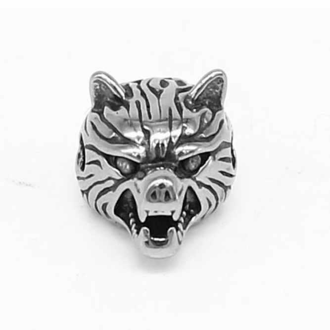 Лидер продаж, новый дизайн, античный серебряный браслет из цинкового сплава с волчьей головой
