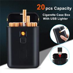 2-In-1 High-capacity Mini Metal Cigarette Case with Electric Lighter 20pcs Capacity