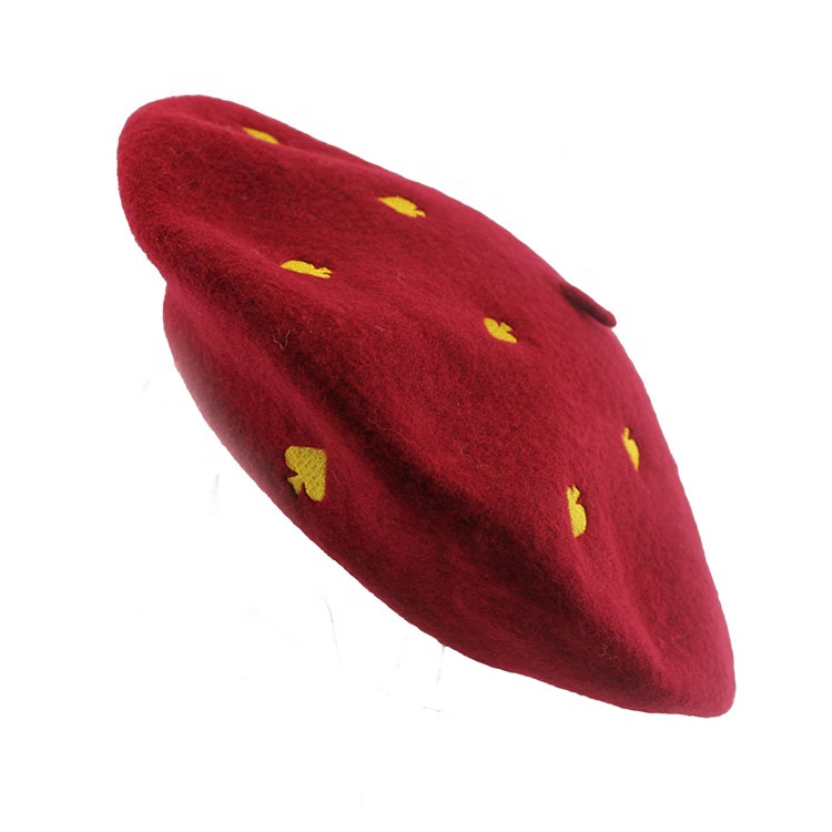 Рекламный пользовательский вышитый логотип шерстяной берет шляпы для женщин