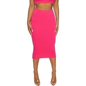 Mujer señoras de la Alta Cintura Elástico Elástico PU PVC Espalda dividida de Falda Midi Nuevo
