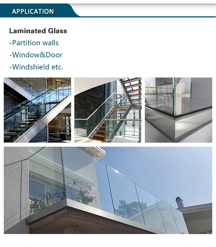 Vidrio laminado Curved Tempered pvb Colored Safety Glass translucent Laminated Glass