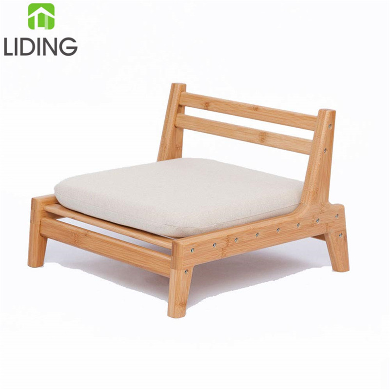 Home Furniture Wooden Meditation Seat with Cushion Tatami Chair Floor Backrest Chair
