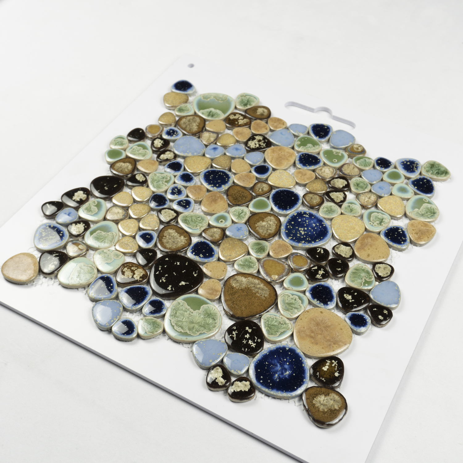 Blue Green Ice Crack Wall Decoration Fambe Indoor Variable Glaze Decorative Wall Tiles Flower Mosaic