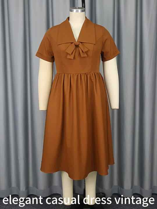China Factory Wholesale Brown Casual Dresses Vintage Plus Size Vintage Dresses Retro 1950s 60s Vintage Summer Dress China Factory Wholesale Brown Casual Dresses Vintage Plus Size Vintage Dresses Retro 1950s 60s Vintage Summer Dress