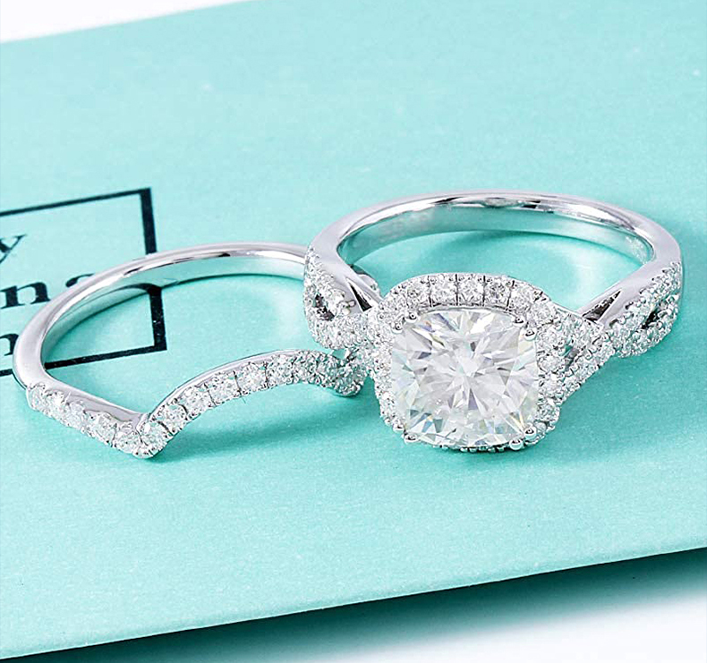 New Arrival Wedding Ring Set Engagement Brand Ring 14K White Gold Moissanite Rind