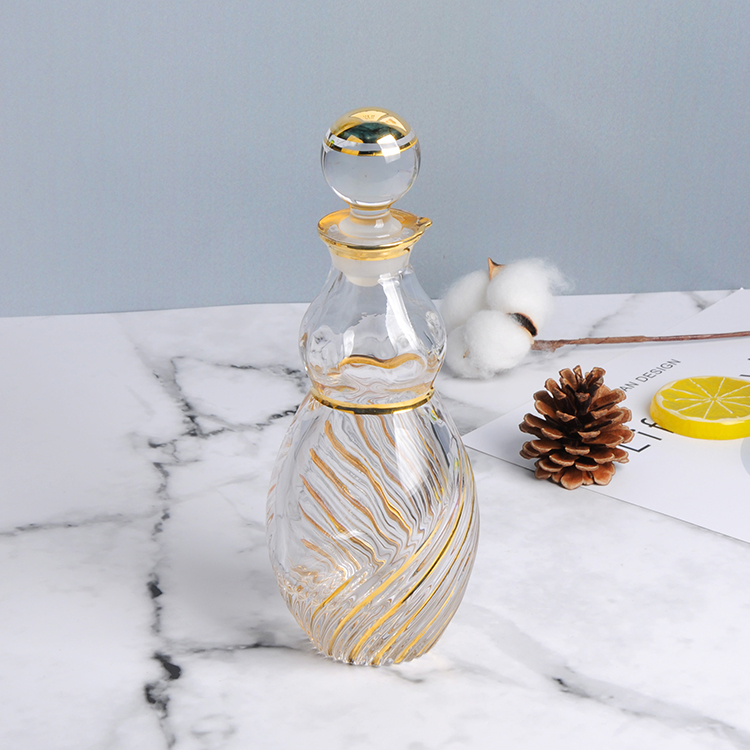 Роскошный стеклянный флакон для духов arabism с золотистыми линиями из хрустального стекла V200ml