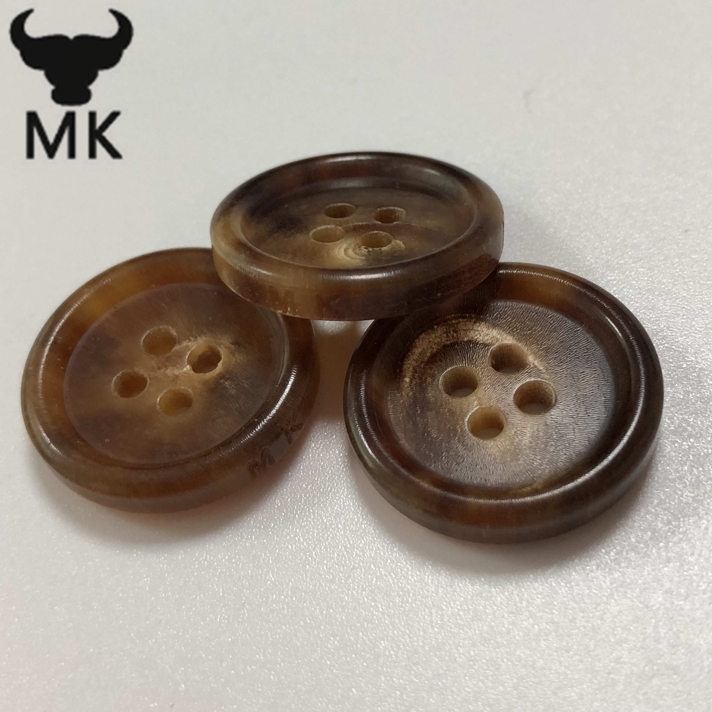 20 Ligne 13 MM Horn Effect Polyester Button Pack Of 10 Brown
