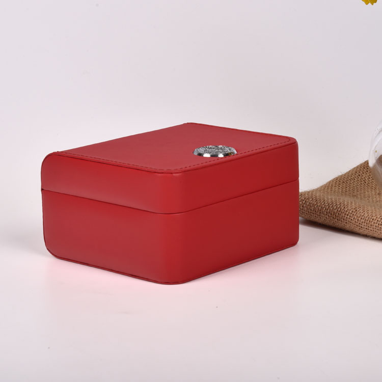 Caixa de presente de couro de couro vermelho personalizado de luxo por atacado