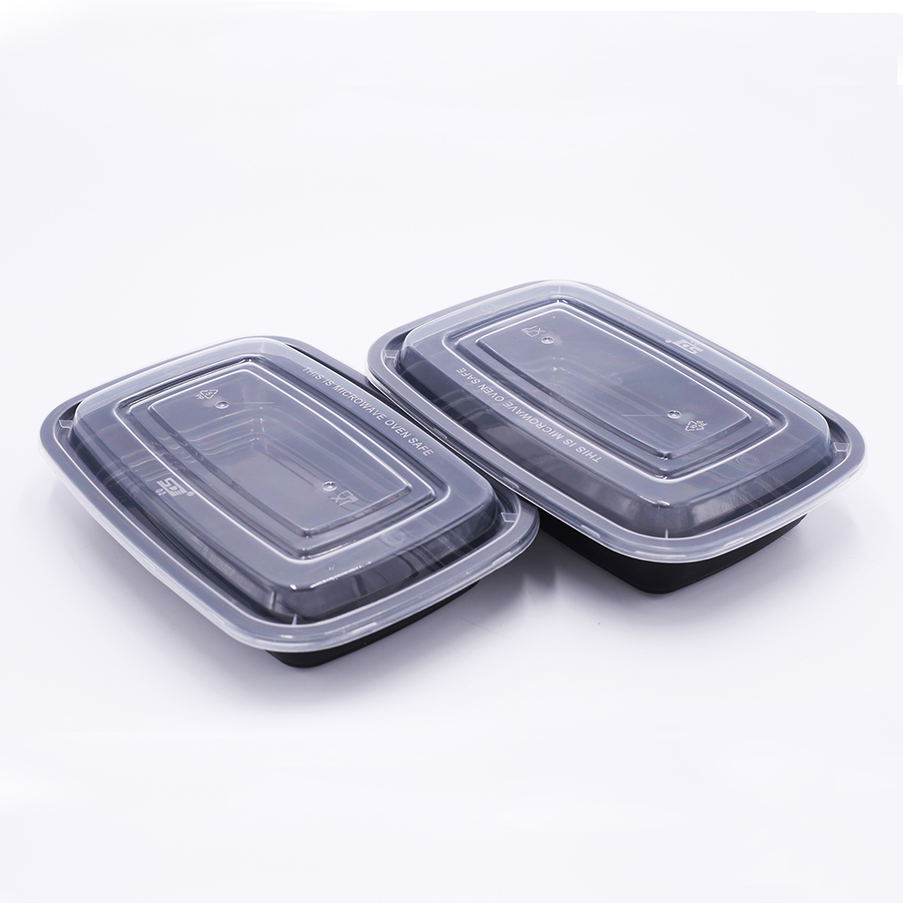 长方形可回收一次性tiffin盒塑料食品容器收纳盒食品便当盒带盖