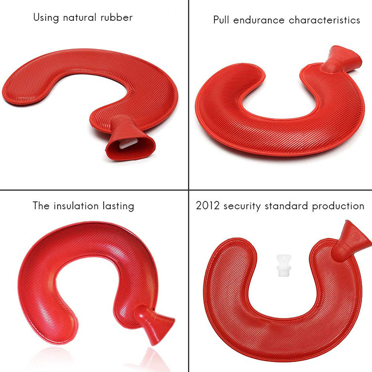 hot sell u shape bs rubber neck hot water bag with cover plush warm hot water bottle travel