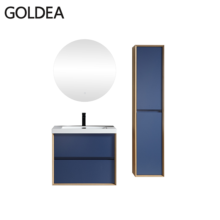 Темно-синий современный настенный шкаф из МДФ для ванной комнаты