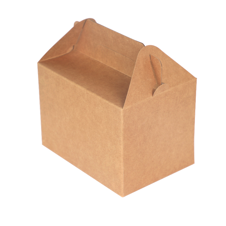 Подарочная коробка из крафт-бумаги с логотипом на заказ, коробочки для пирожных с ручкой