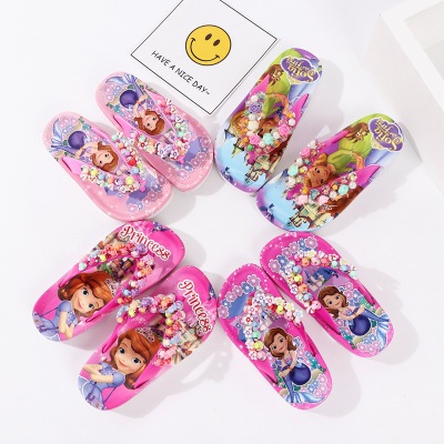 Новинка, яркие пляжные сандалии для девочек axido с мультяшным принтом, сандалии для принцессы, шлепанцы