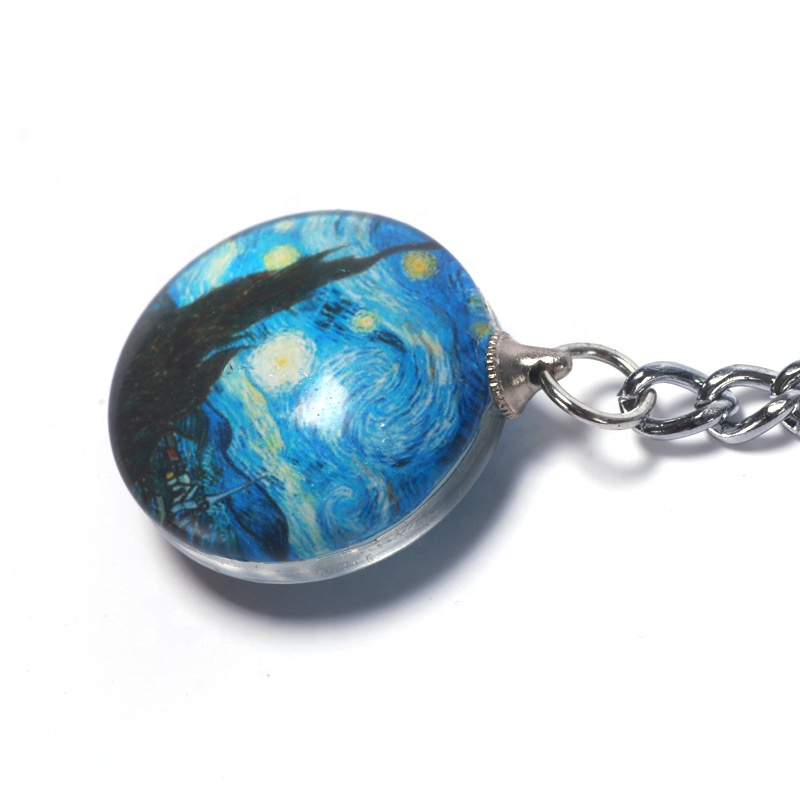 Двусторонние безрамочные брелоки из хрустального стекла с изображением картины премиум качества Qil