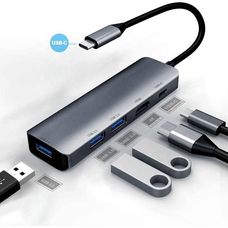 5 в 1 многофункциональная USB-C порт, USB3.0, универсальный адаптер USB Type-C USB C концентратор с шнура фиксированной